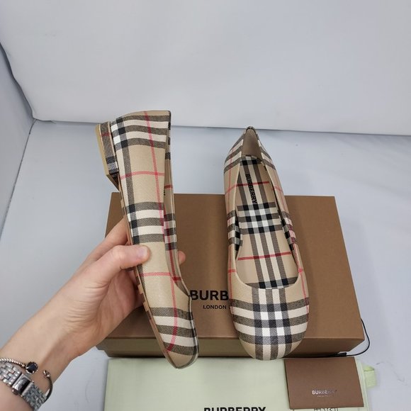 Burberry Joy Vintage Check Archive Beige Ballerina Flat Shoes - Picture 2 of 12